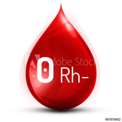 Kropla krwi 0 Rh 